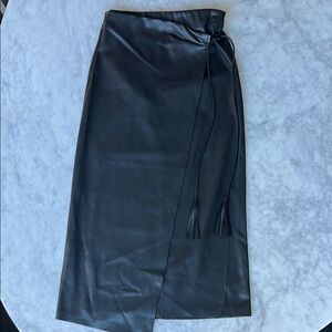 Mother Free  People it’s a wrap  Elegant Black faux Leather wrap skirt
